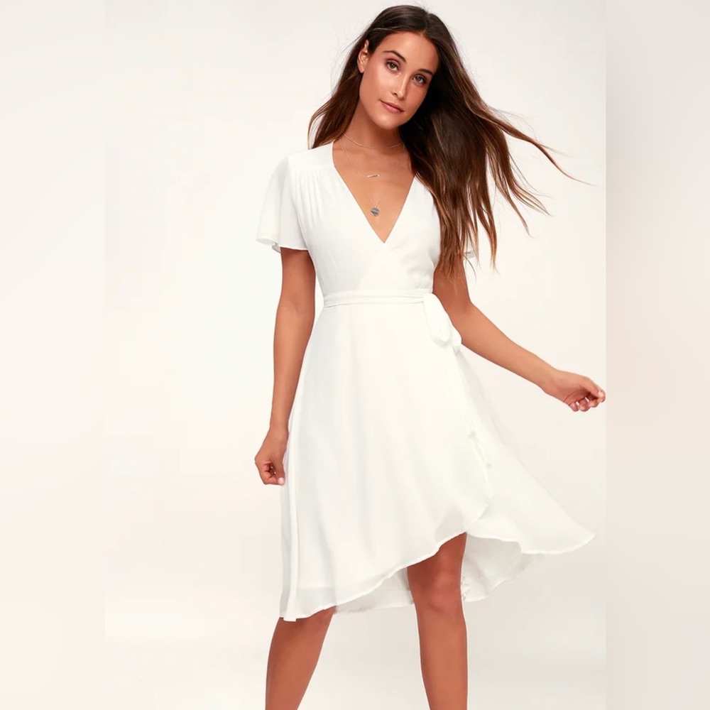 Lulu’s White Midi Wrap Dress